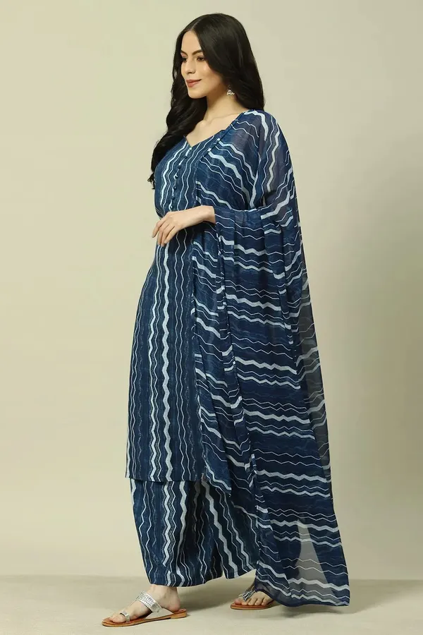 Blue_Cotton_Premium_Printed_and_Sleeveless_Lining_Kurta_Pant_And_Dupatta_Set_For_Women