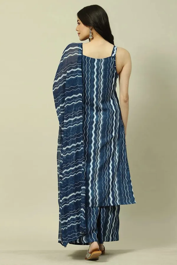 Blue_Cotton_Premium_Printed_and_Sleeveless_Lining_Kurta_Pant_And_Dupatta_Set_For_Women
