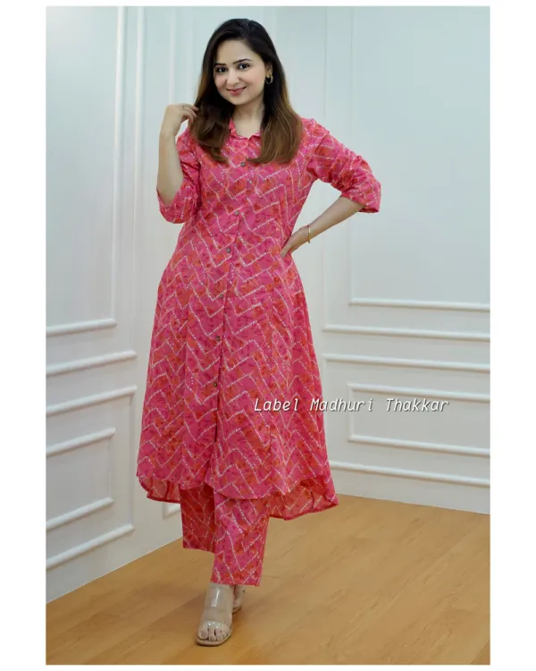 Orange_&_Pink_Pure_Cotton_Premium_Kurta_Pant_Set_For_Women
