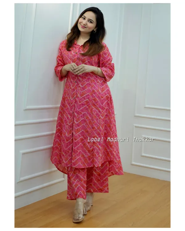 Orange_&_Pink_Pure_Cotton_Premium_Kurta_Pant_Set_For_Women