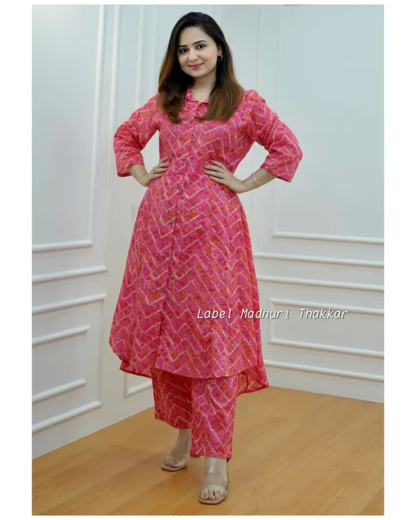 Orange_&_Pink_Pure_Cotton_Premium_Kurta_Pant_Set_For_Women