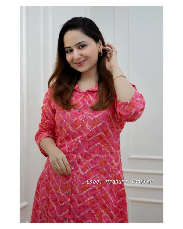 Orange_&_Pink_Pure_Cotton_Premium_Kurta_Pant_Set_For_Women