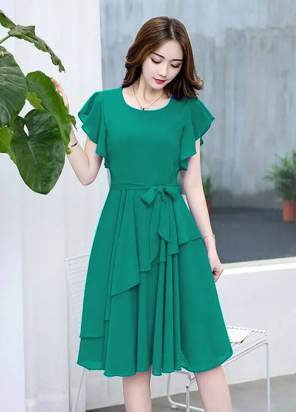 Rama_Solid_Knee_Length,_Fit_And_Flare_&_A-line