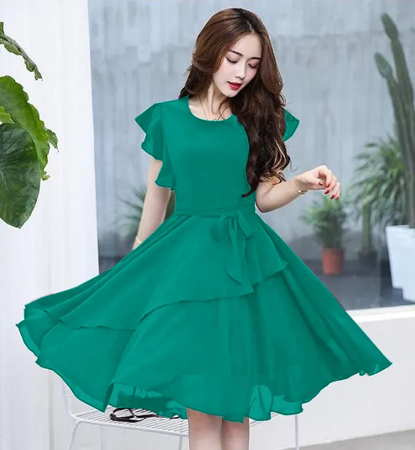 Rama_Solid_Knee_Length,_Fit_And_Flare_&_A-line