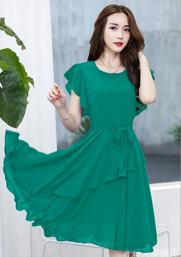 Rama_Solid_Knee_Length,_Fit_And_Flare_&_A-line
