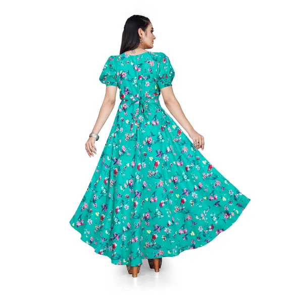 Sea_Green_&_Pink_Floral_Print_Puffed_Sleeve_Maxi_Dress