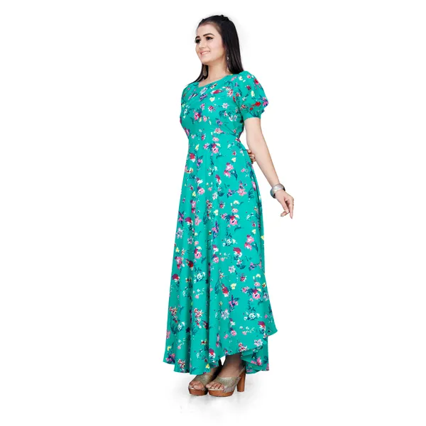 Sea_Green_&_Pink_Floral_Print_Puffed_Sleeve_Maxi_Dress
