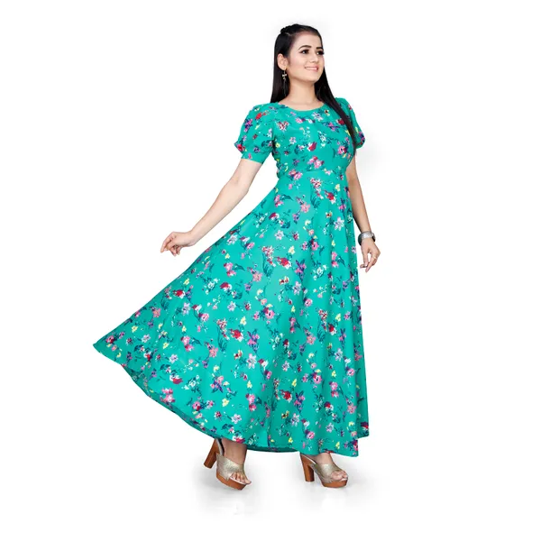 Sea_Green_&_Pink_Floral_Print_Puffed_Sleeve_Maxi_Dress