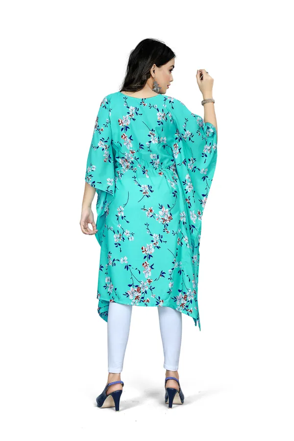 Sea_Green_&_White_Floral_Print_Kaftan_Dress