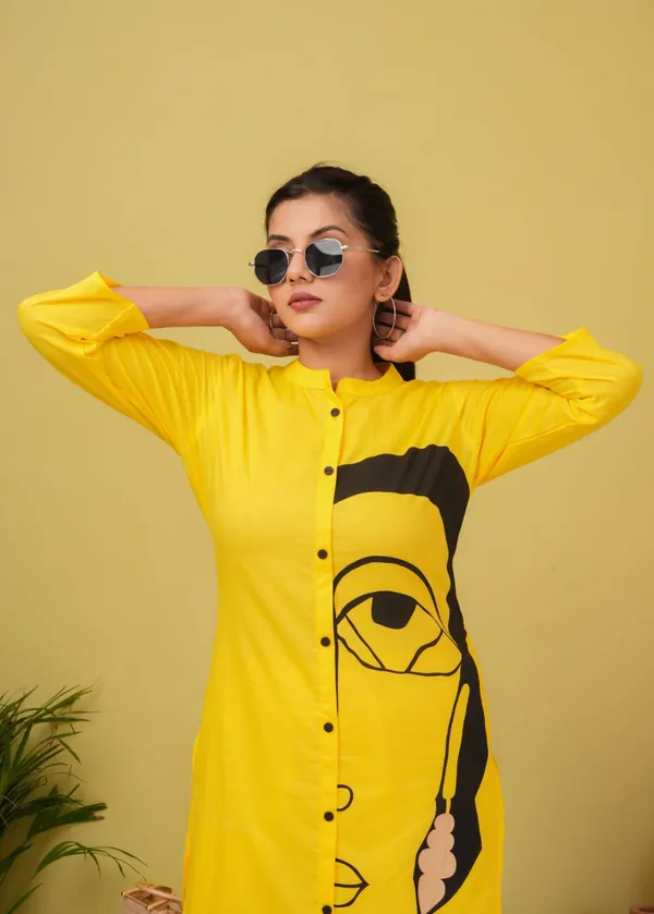 Yellow_Cotton_Regular_Fit_Solid_Kurta_Pant_Set_For_Women