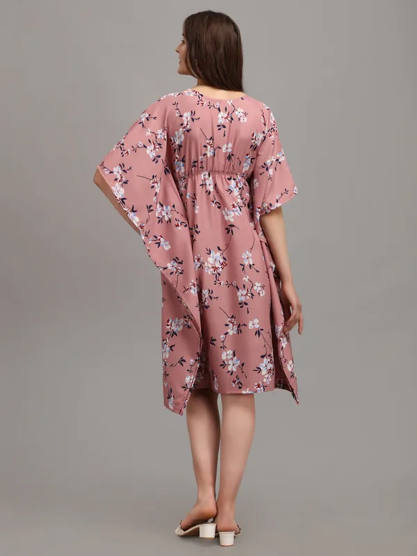 Wine_&_White_Floral_Print_Kaftan_Dress