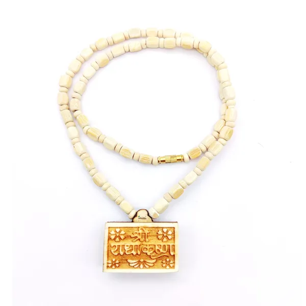Wooden_Carving_Radha_krishna_Handmade_Locket/pendant_with_wood_Kanthi_Mala