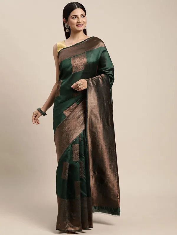 Green_Woven_Kanjivaram_100%_Pure_Silk_Saree_with_Free_Saree_Cover