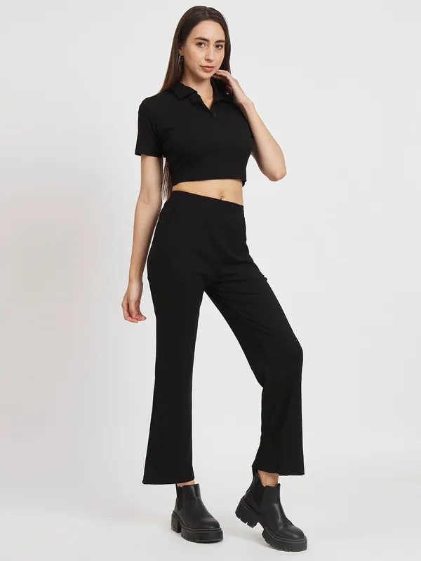 Black_Shirt-Collar_Crop_T-shirt_With_Trousers_Co-ords_Set