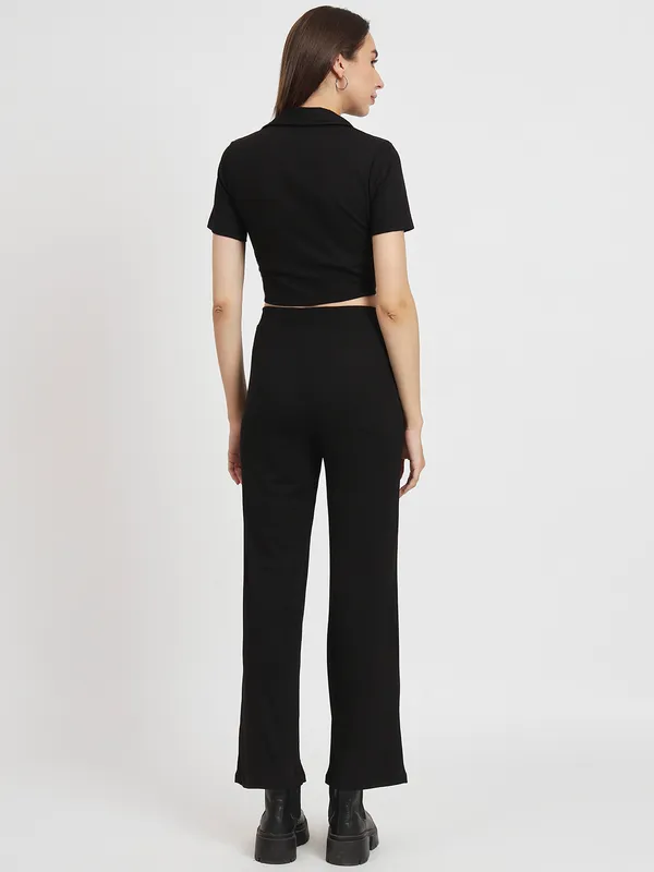 Black_Shirt-Collar_Crop_T-shirt_With_Trousers_Co-ords_Set
