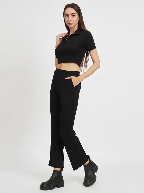 Black_Shirt-Collar_Crop_T-shirt_With_Trousers_Co-ords_Set