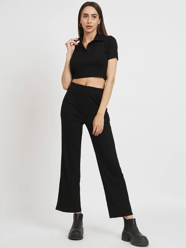 Black_Shirt-Collar_Crop_T-shirt_With_Trousers_Co-ords_Set