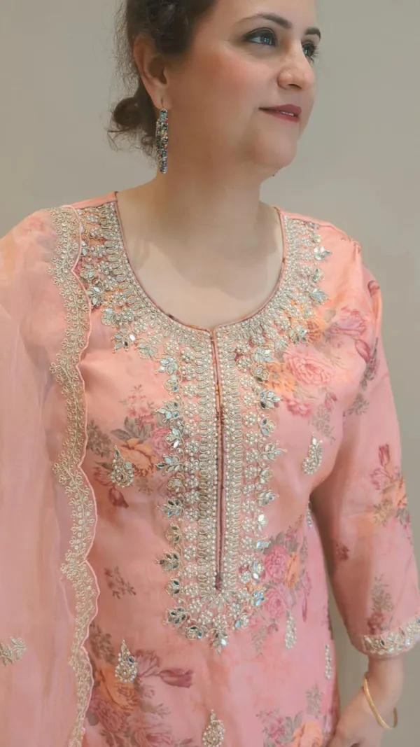 Peach_Organza_Straight_Cut_For_Women
