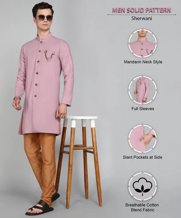 Solid_Pink_Cotton_Blend_Nawabi_With_Paijama