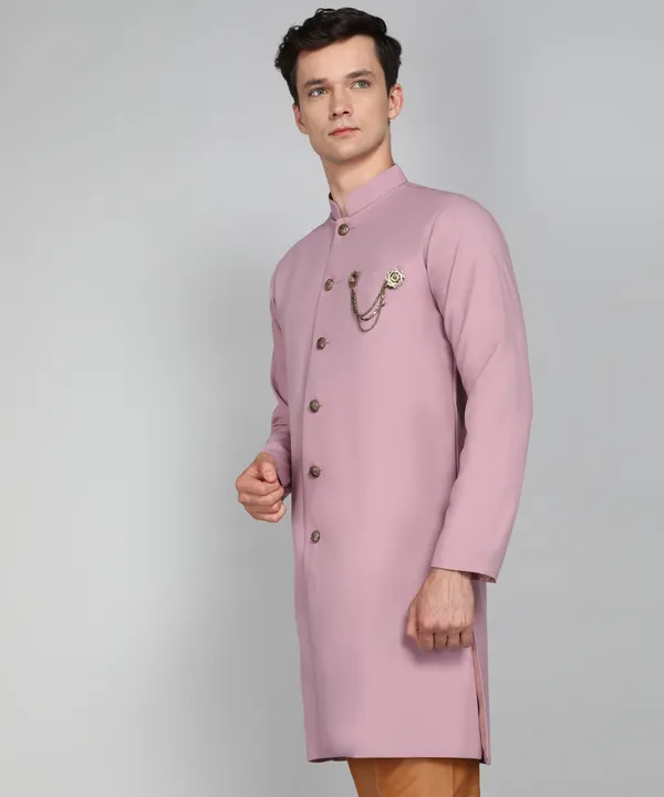 Solid_Pink_Cotton_Blend_Nawabi_With_Paijama