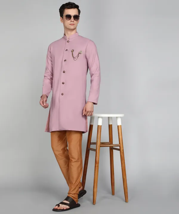 Solid_Pink_Cotton_Blend_Nawabi_With_Paijama