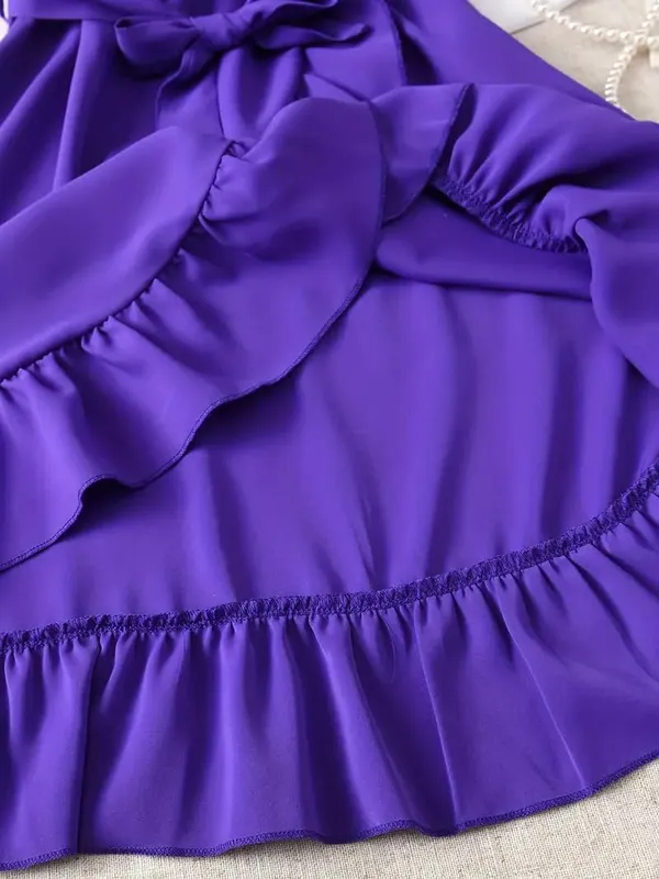 Purple_Cotton_Solid_V-Neck_Dress_For_Girls