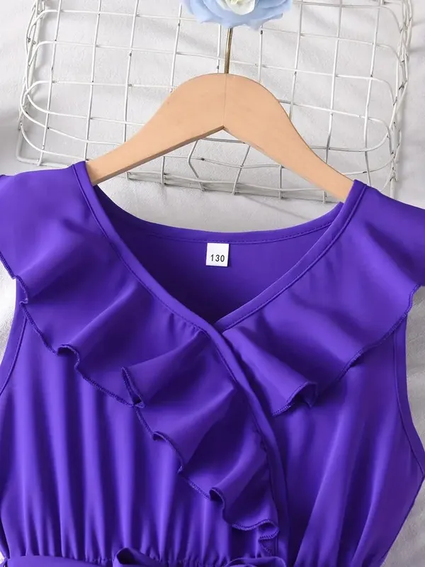 Purple_Cotton_Solid_V-Neck_Dress_For_Girls
