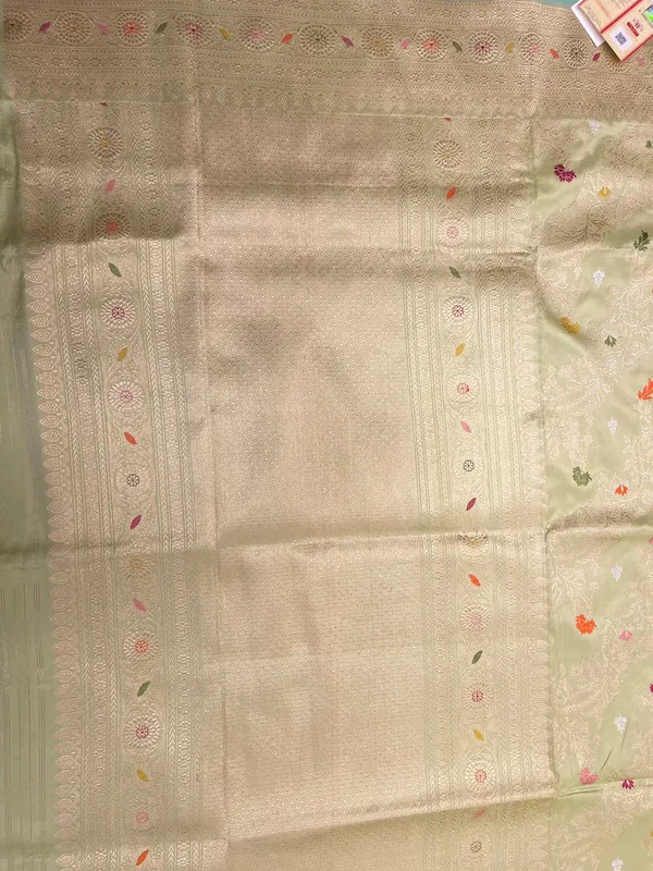 Humairah_Pure_Handloom_Pista_Green_Katan_Silk_Kadhwa_Meenakari_Jangla_Aada_Zari_Jaal_with_Kadhwa_Zari_Border_and_Matching_Stripe_Pista_Blouse