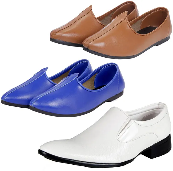 White_&_Blue_&_Tan_PU_Premium_Jutis_Shoe_For_Men