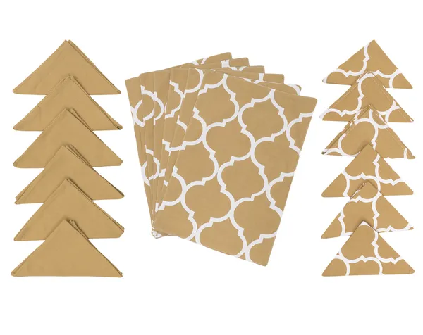 Pack_for_18_Pieces_Cotton_Beige_Ogee_Printed_Place_Mat_With_Napkin_Set_for_Dining_and_Center_Table