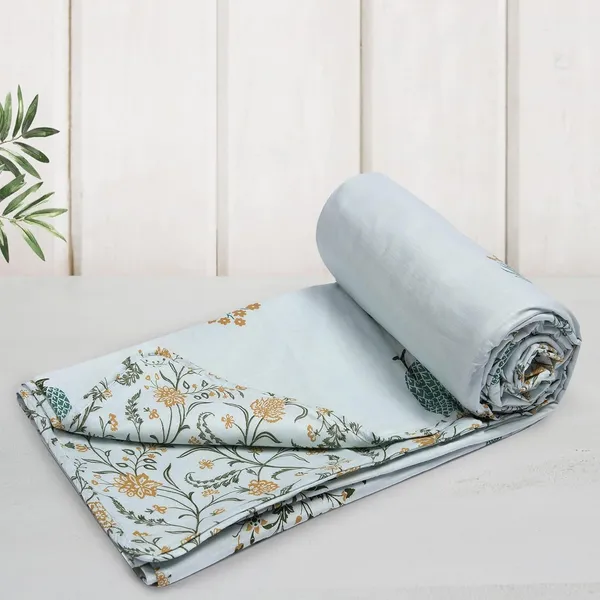 Cotton_Reversible_Single_Dohar,_Lightweight_AC_Blanket_for_All_Weather_Use_|_Botanical_Fusion_-_Celest_Blue,_Green_&_Mustard