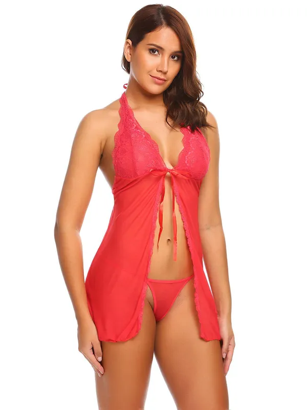 Red_Front_Open_Babydoll_Dress_For_Women