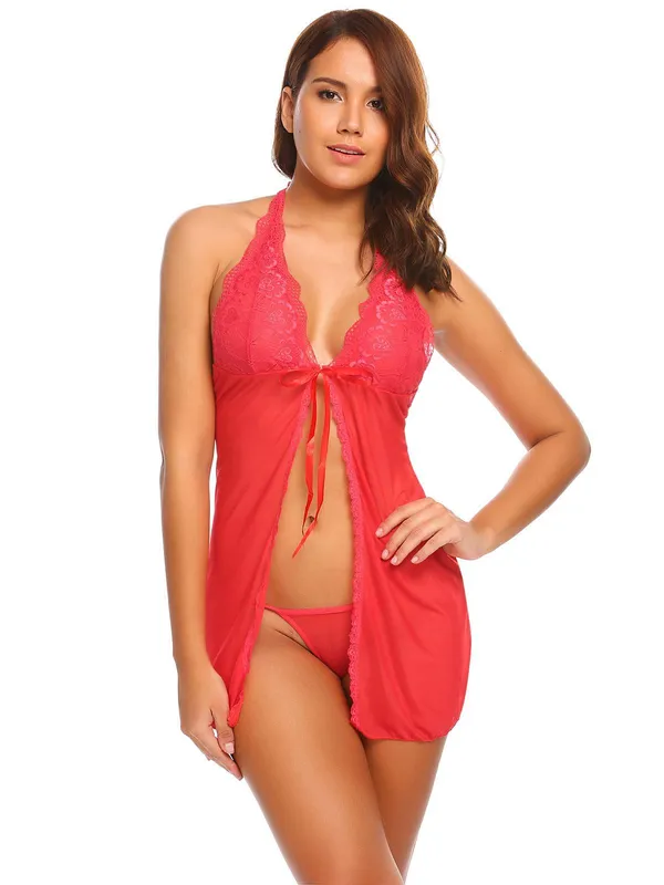 Red_Front_Open_Babydoll_Dress_For_Women