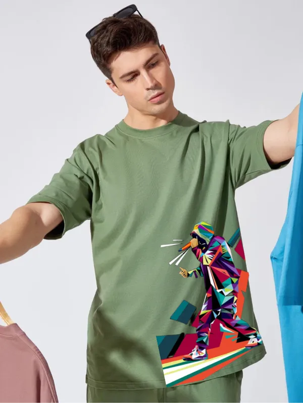 Green_Oversized_Printed_Half_Sleeve_Cotton_T-Shirt_For_Men