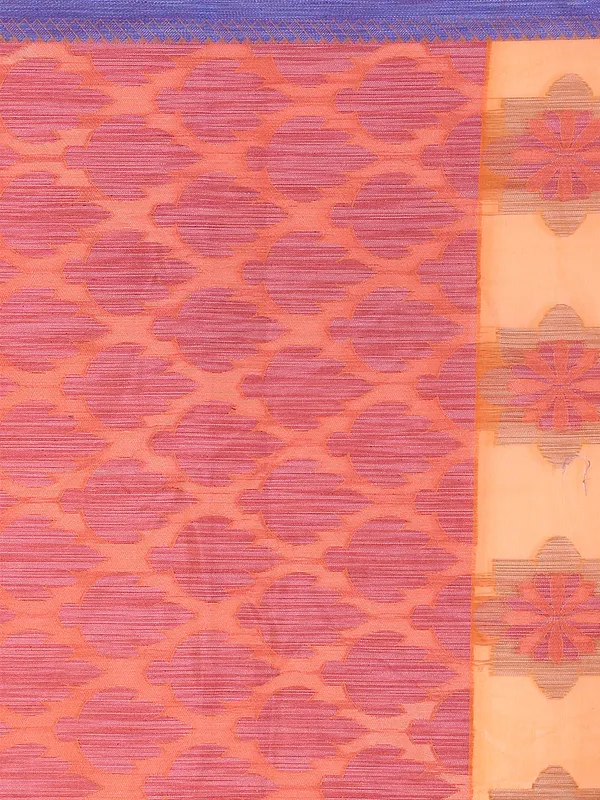 Orange_Cotton_Blend_Banarasi_Sarees_For_Women