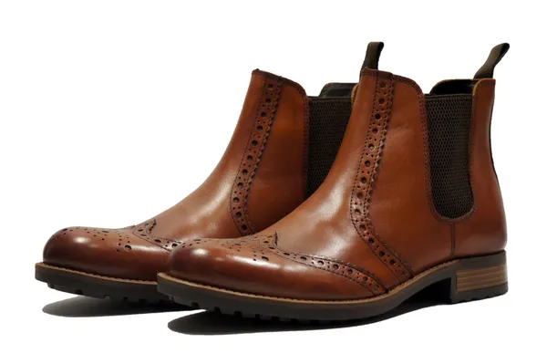Tan_Genuine_Leather_Men's_brogue_Chelsea_Boots_For_Casual_&_Party_Wear