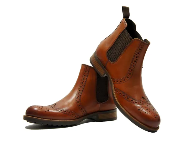 Tan_Genuine_Leather_Men's_brogue_Chelsea_Boots_For_Casual_&_Party_Wear