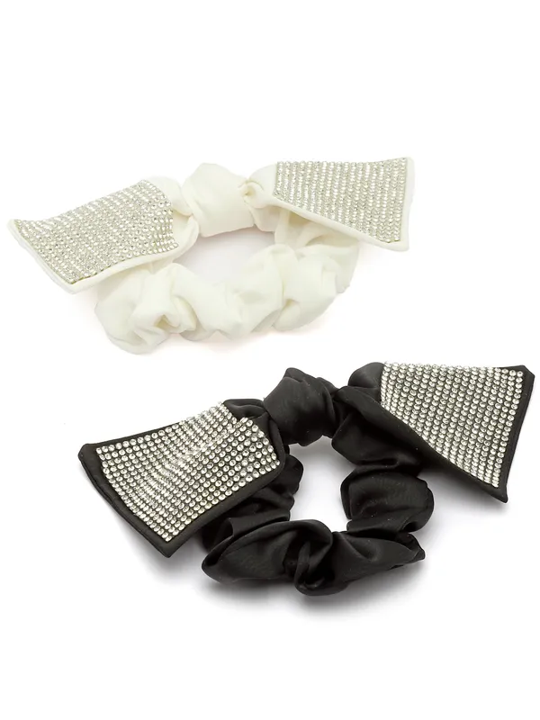 Vogue_Hair_Accessories_Black_And_White_Fancy_Party_Big_Size_Bow_Scrunchies_For_Girls_and_Women_Set_of_2