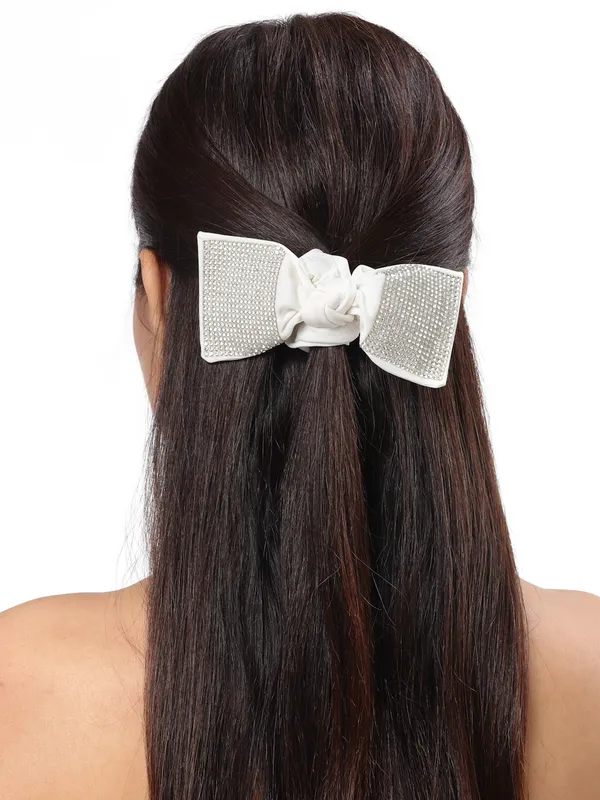 Vogue_Hair_Accessories_Black_And_White_Fancy_Party_Big_Size_Bow_Scrunchies_For_Girls_and_Women_Set_of_2