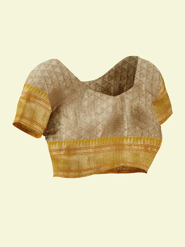 Peach_Cotton_Blend_Banarasi_Sarees_For_Women