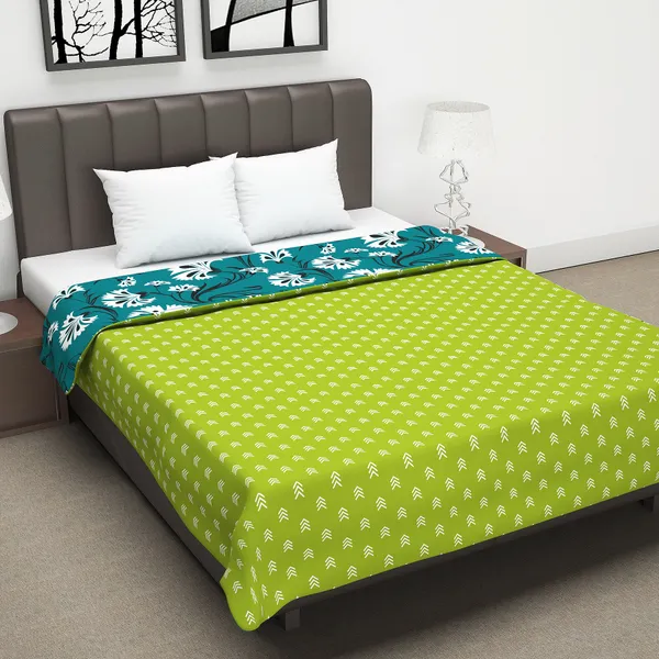 Floral_Double_Dohar_for_Mild_Winter_(Polyester,_Turquoise_Blue_and_Lime_Green)