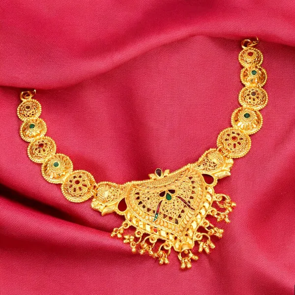 Gold_Elegant_Gold_Plated_Kundan_Choker_Necklace_Set_For_Women