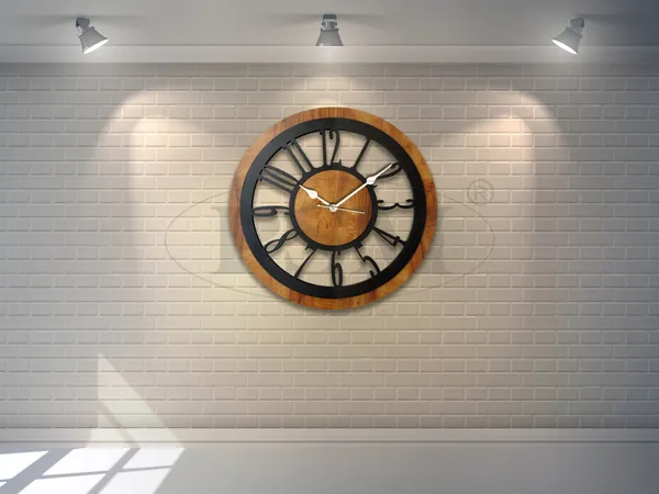 LASER_CUT_WOODEN_WALL_CLOCK_IVORY_BLACK_15_INCH_ROUND_PSM_1101