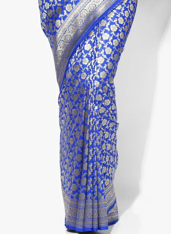 Blue_Silk_Blend_Banarasi_Sarees_For_Women