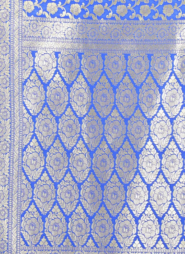 Blue_Silk_Blend_Banarasi_Sarees_For_Women