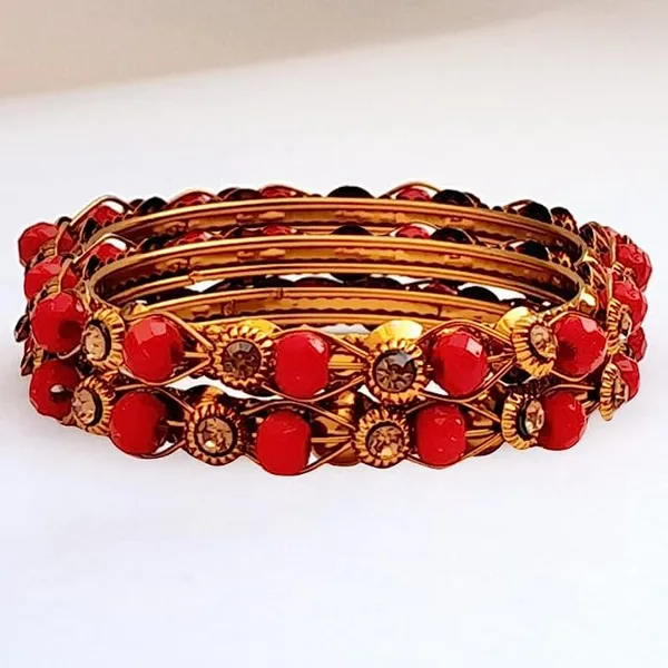 Gold_Plated_Bangle_Bracelet_for_Women_&_Girls_Red_Beads_Fashion_Jewellery_(Set_of_2)