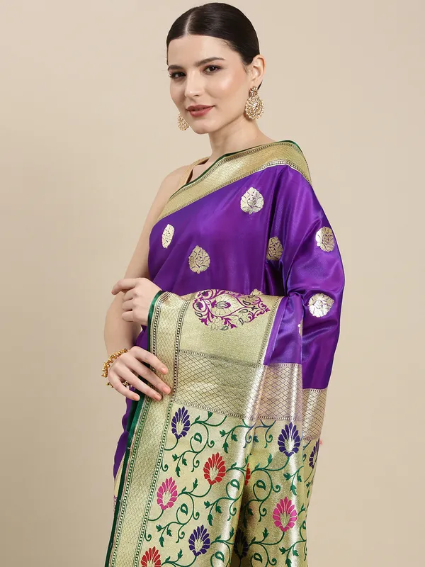 Purple_Satin_Silk_Banarasi_Sarees_For_Women