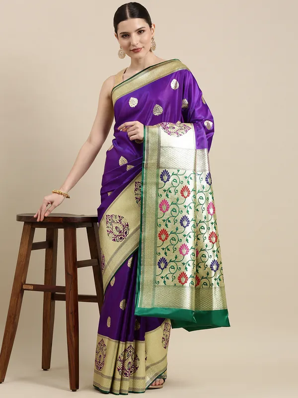 Purple_Satin_Silk_Banarasi_Sarees_For_Women