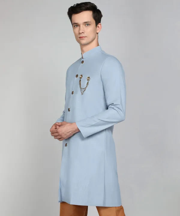 Solid_Sky_Blue_Cotton_Blend_Nawabi_With_Paijama