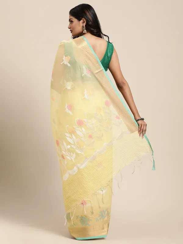 Yellow_Masrise_Cotton/Cotton_Banarasi_Sarees_For_Women